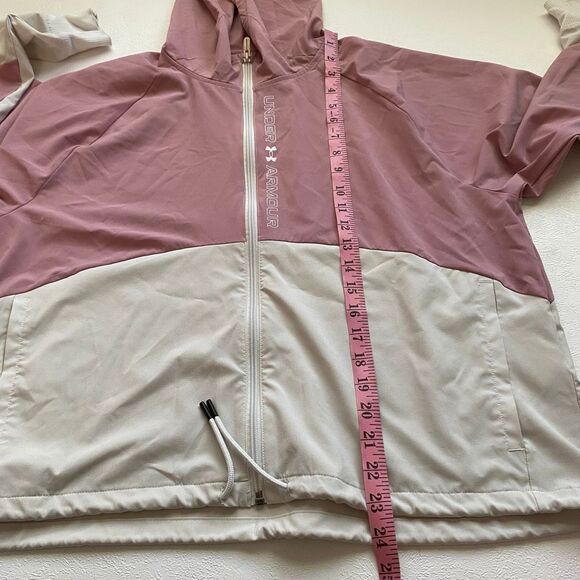 Under Armour Mauve Pink Beige Colorblock Windbreaker Jacket Women’s Medium Loose - Picture 5 of 7